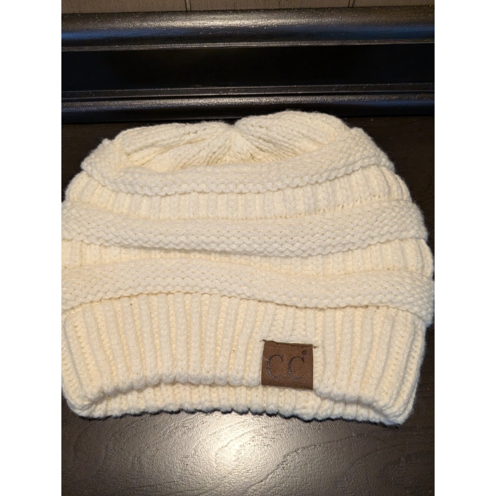 CC Beanie HAT20A Warm Chunky‎ Soft Stretch Cable Knit Beanie Cream Color Kids